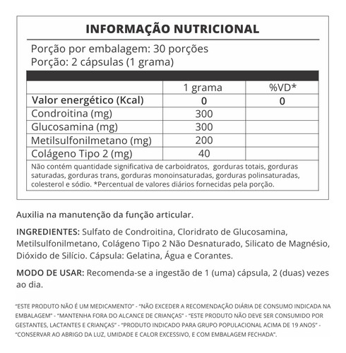 Colágeno Tipoii + Glucosamina + Condroitina Alívio Das Dores Neutro
