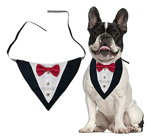 Collar Perro Tuxedo, Ajustable Con Pajarita, Rojo