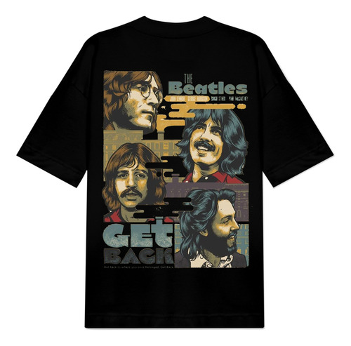 Camiseta Oversize Los Beatles Estampada Brilla En Oscuridad