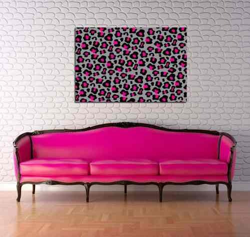 Cuadro 30x45cm Animal Print Leopardo Pink Moderno Rosa