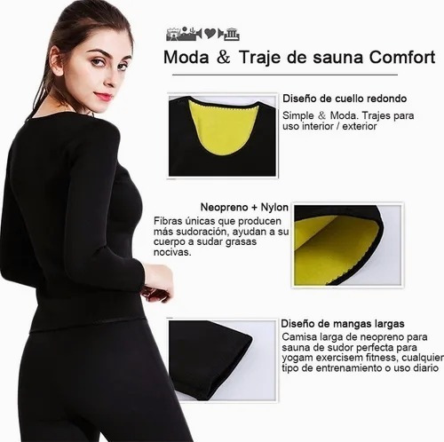 Imagen 4 de 9 de Traje De Sauna,manga Larga Adelgazante,body De Neopreno