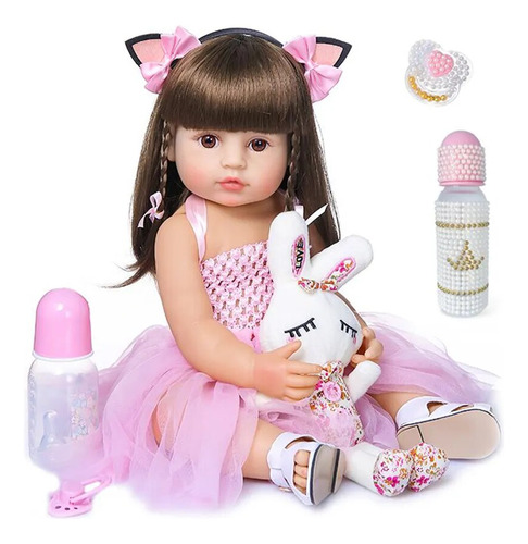 Reborn Baby Doll Princesa De Silicona Con Pelo Largo Realist