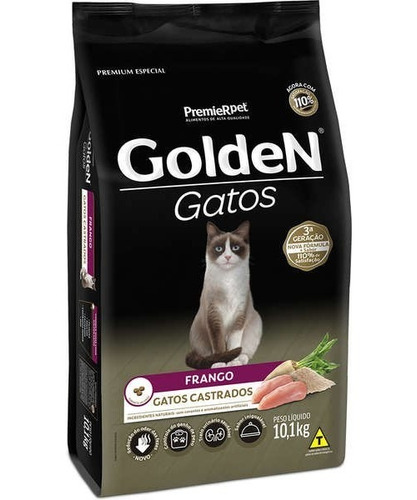 Ração Golden Gatos Adultos Castrados Frango 10kg