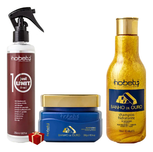 Hobety Kit Sha E Cond Banho Ouro + Just Unit Leave-in 255ml
