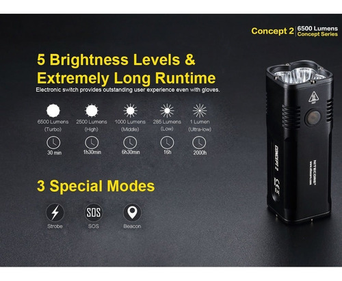 Linternas : Nitecore Concept 2 (c2) 6500 Lumen Super Bright