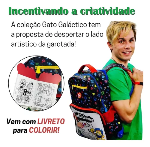 Mochila Infantil Gato Galáctico r Escolar Clio Kids - Clio