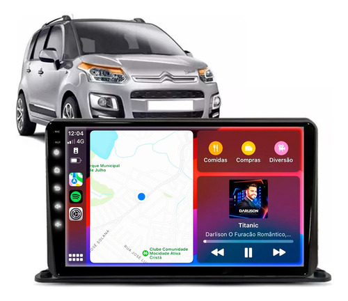 Multimídia Android Carplay Citroen C3 Hatch 2014 2015 2016