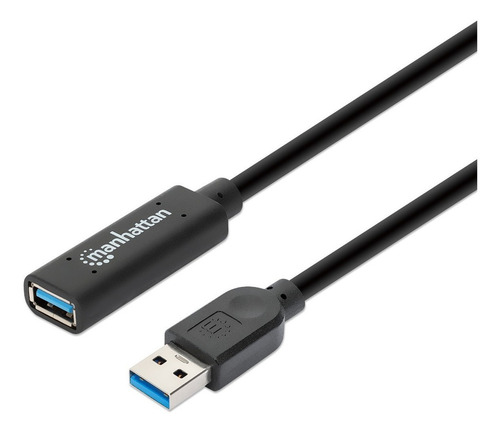 Cable Ext. Usb 3.0 Manhattan153751 10m, 5gbps, Amplif. Señal Color Negro