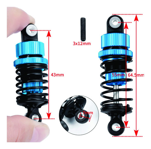 Set 4 Amortiguadores Aluminio Para Tamiya Tt01 / Tt02 3r