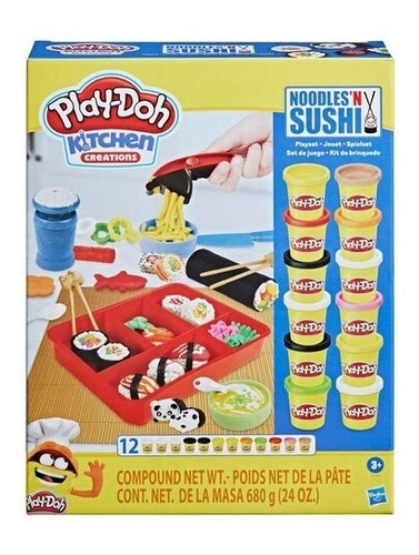 Novo Play Doh Kitchen Creations Macarrão E Sushi Hasbro