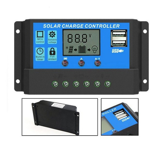 Controlador De Carga P/ Placa De  Energia Solar 10a Pwm