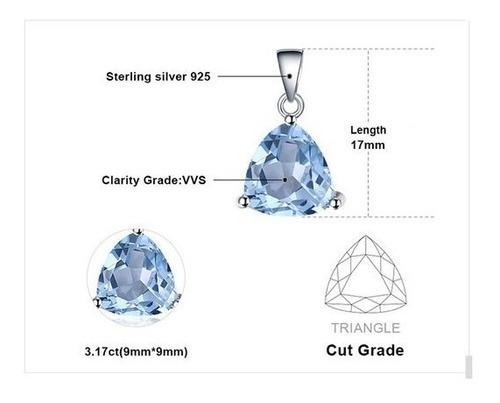 Imagen 8 de 10 de Collar Azul Topacio Plata 925 Mujer + Cadena + Caja Fina