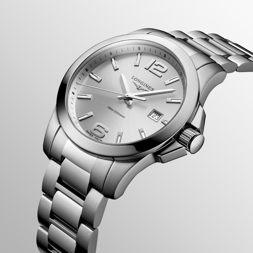Reloj Longines Conquest L3.759.4.76.6 | L37594766 Vg, Cuarzo 41mm, Acero Inoxidable, Esfera Plateada, Cristal De Zafiro, Estanqueidad Hasta 30 Bar