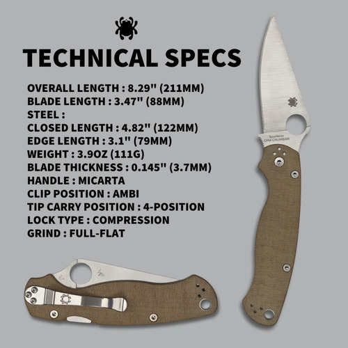 Cuchillo Spyderco Para Military 2 Con Hoja De Acero Cpm Cru-