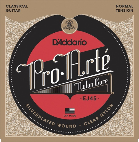 Corda Violão Nylon Daddario Pro Arté Ej45 Normal Frete