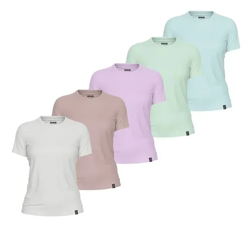 Kit 5 Camisetas Feminina Cores Verão Algodão Premium  Por: R$ 81 ️ Cupom: EXCLUSIVONOMELI https://meli.la/1GWwK1J • Anúncio Mercado Livre