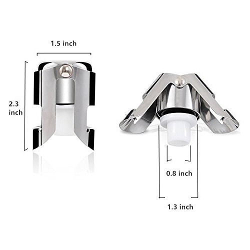 Tapon Sellador De Botellas De Champan Acero Inoxidable 3pzs