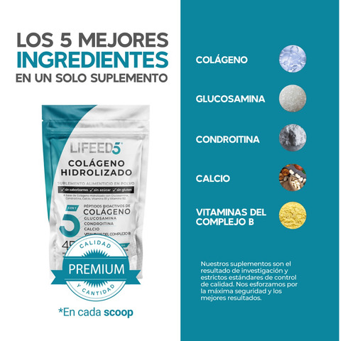 Imagen 4 de 7 de Lf5 Colageno Hidrolizado Condroitina Glucosamina Calcio