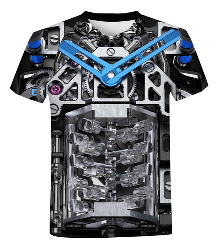 Asx Camiseta De Manga Corta 3d Con Patrón De Motor