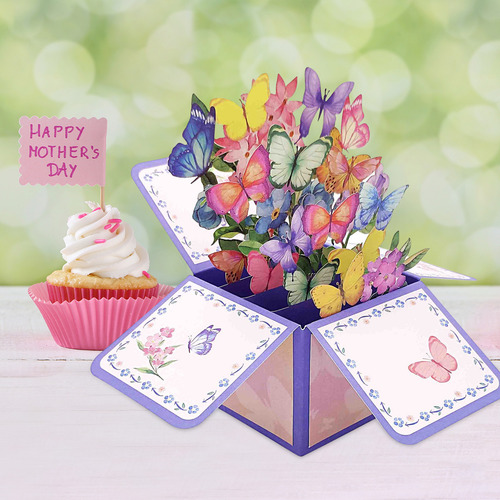 Tarjeta De Felicitación 3d De Papel Con Forma De Ramo De Flo