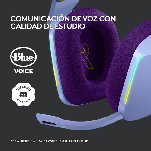 Imagen 7 de 12 de Auriculares gamer inalámbricos Logitech G Series G733 lila con luz rgb LED