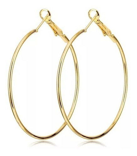 Pendientes Aros Argollas Lisas Baño De Oro 18k