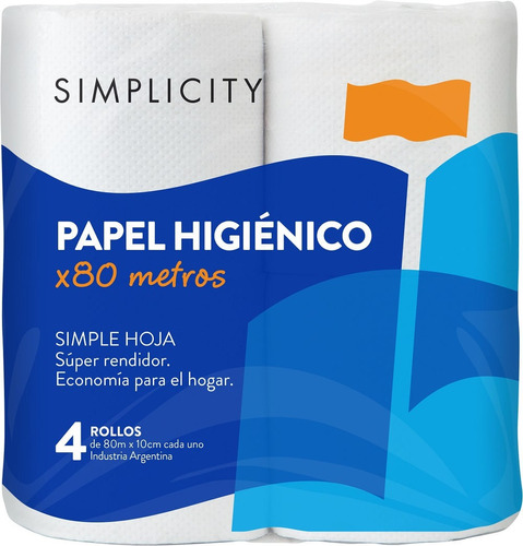 Papel Higiénico Simplicity Simple Hoja X 4 Un De 80 M C/u