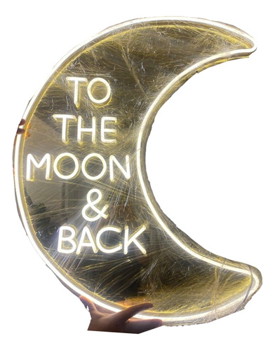 To The Moon And Back Espejo Letrero Luz Neon Con Control  