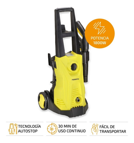 Imagen 2 de 9 de Hidrolavadora Eléctrica Femmto Alta Presion 1800w + Cepillo
