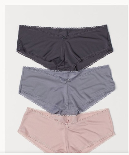 Set X 3 Bombachas Bragas Panties Microfibra H&m Talle Xs 