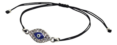 Pulsera Ojo Turco Acero Strass Hilo Chino Nudo Regulable Amarillo 0 Mm