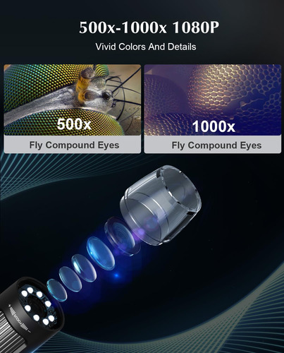 Handheld Digital Microscope With 2 Lcd Screen,1000x