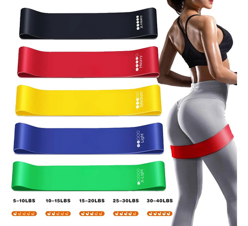 Set 5 Bandas Elasticas Ejercicio Fitness Circulares Dominadas Color Multicolor Modaxpress 5 Niveles De Dificultad Trabaja Todo Tu Cuerpo Bandas De Resistencia Modaxpress