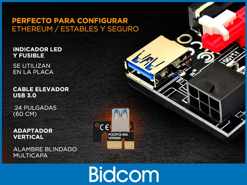 Riser Pcie Pci 16x A 1x 009s Usb 3.0 60cm Mineria Cripto Rig