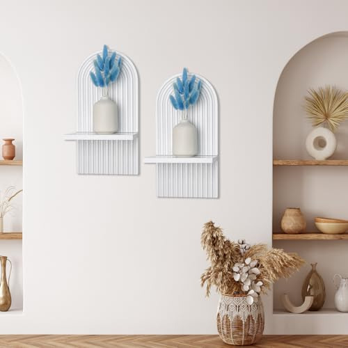 Yiya 2 Piezas Estantías De Pared Boho De Madera En Forma De