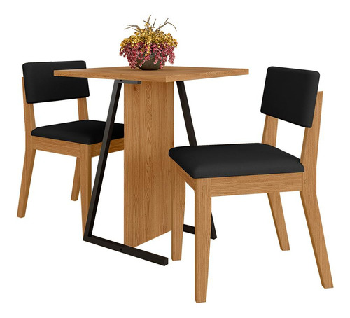 Conjunto De Mesa Com 2 Cadeiras Arkansas Cinam/preto - M A Cor Cinamomo/preto 06