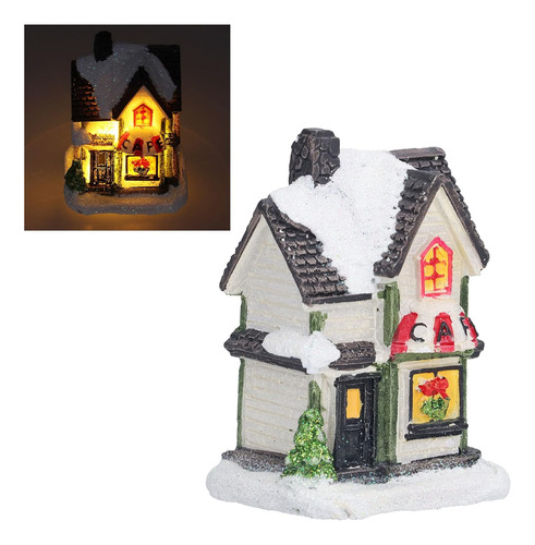 Christmas Scene Village Houses Town With Led Light Warm