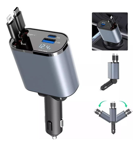 Cargador Celular Auto Nivhus Carga Rapida 4 En 1 Usb-c 120w