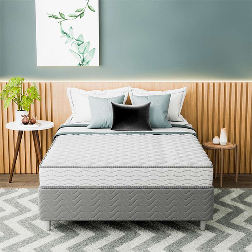 Cama Box Com Colchão Casal Howie Espuma D33 (17x138x188) ... Cor Branco