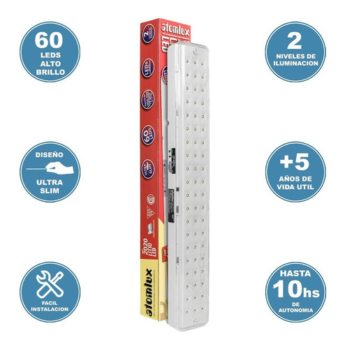 Luz de emergencia Atomlux 2020LITIO-LED con batería recargable 220V blanca