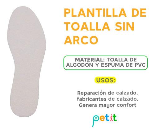 Plantilla De Toalla Sin Arco A11j 5mm N27 A 33 Xpar Calzado 33 Blanco