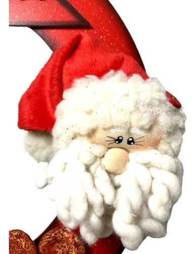 Enfeite Guirlanda Artesanal Feliz Natal Papai Noel Vermelho