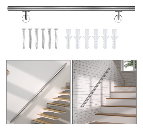 304 Pasamanos De Acero Inoxidable 1 Metro Y 2 Soportes