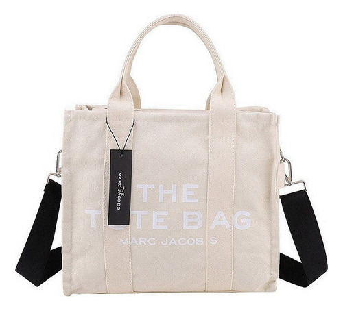 Marc Jacobs Bolsos The Tote Bag New Bolso De Lona Nused Gran Color Beige Diseño De La Tela Small(25*22*12)