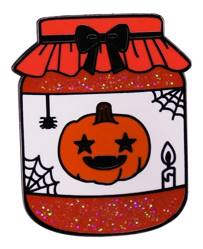 Pin Metálico Halloween Glitter Kawaii Calabaza