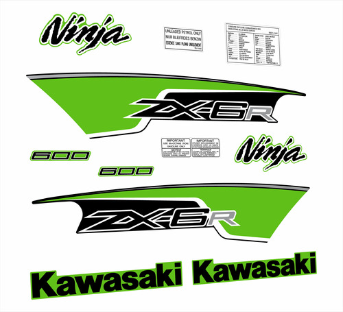 Calcos Kawasaki Zx6r Año 2012. Completo. Colores