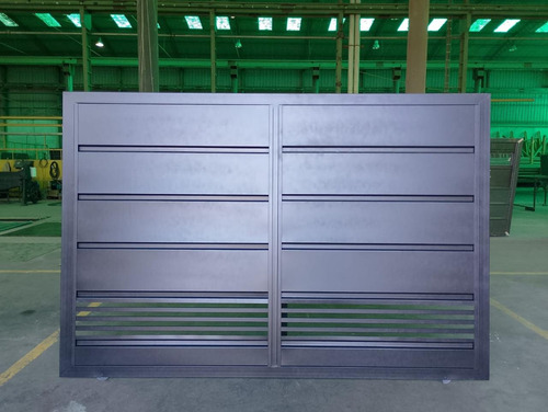 Portón Corredizo Visor Americano 3x2 Sin/puerta De Escape Negro