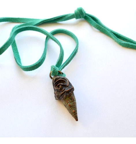 Imagen 3 de 10 de Collar De Caracol De Mar Con Cuero, Joyeria Natural, Cod1