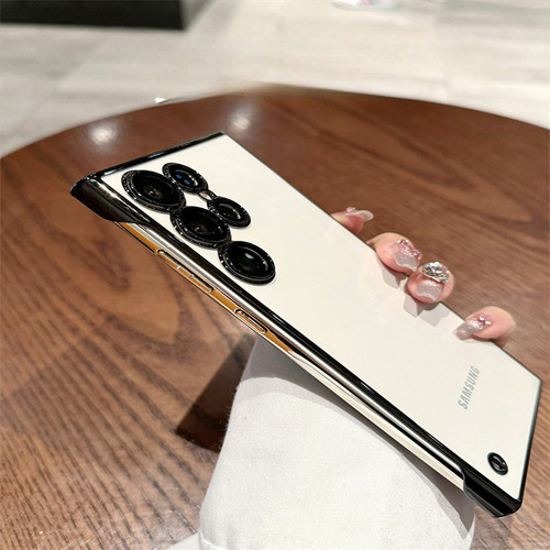 Funda De Teléfono Sin Marco Magnético Transparente Chapada Para Samsung Galaxy S25 Plus S24 S23 S22 Ultra Camera Lens Protection C