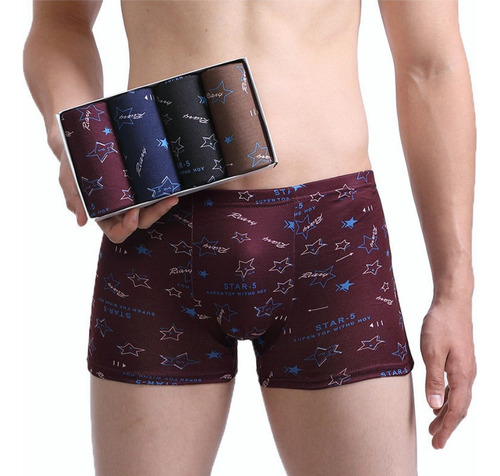 Paquete De 4 Boxers Corto Para Hombre Tela Suave Microfibra